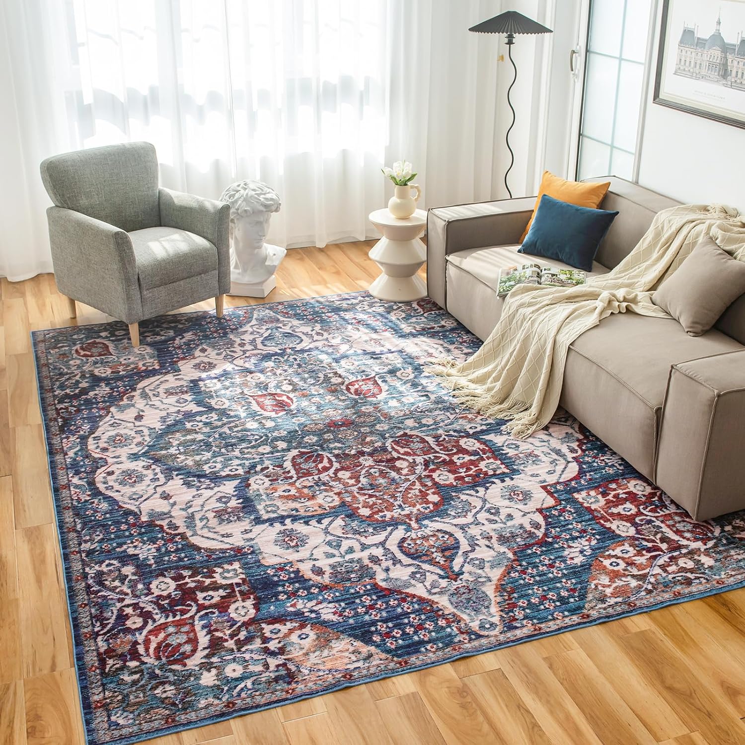 OIGAE Machine Washable Area Rug for Living Room Bedroom Farmhouse Home/Office De...