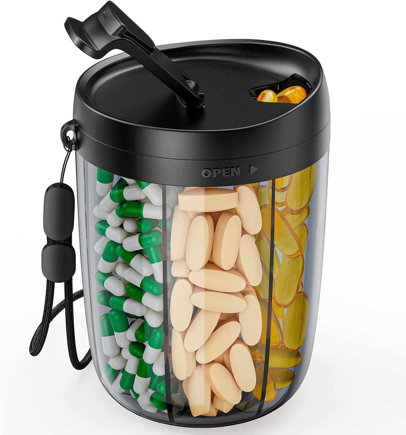 PULIV Large Supplement Organizer Bottle, Holds Plenty of Vitamins in 1 Monthly P...