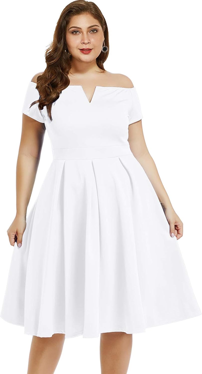 LALAGEN Women's Plus Size Vintage 1950s Dress, Special Party Cocktail Wedding Dr...