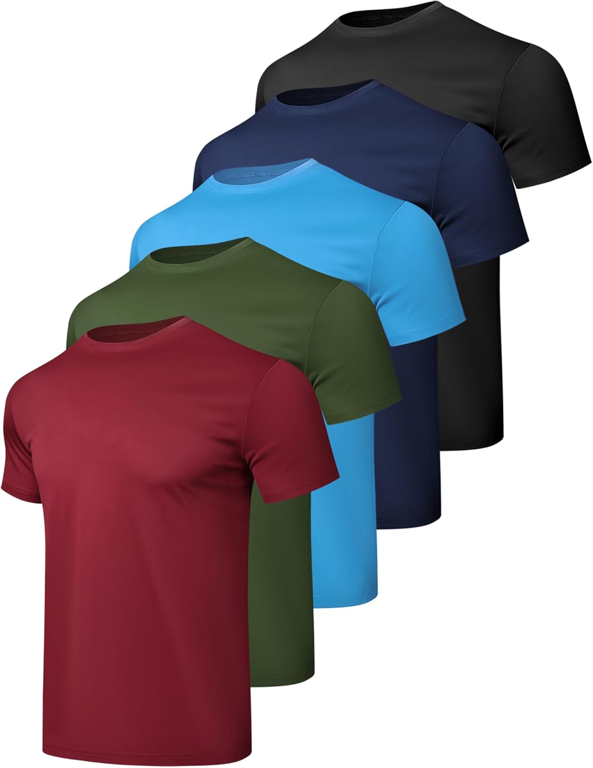 1/5 Pack Workout Shirts for Men Athletic Running Gym Quick Dry Short Sleeve Perf...