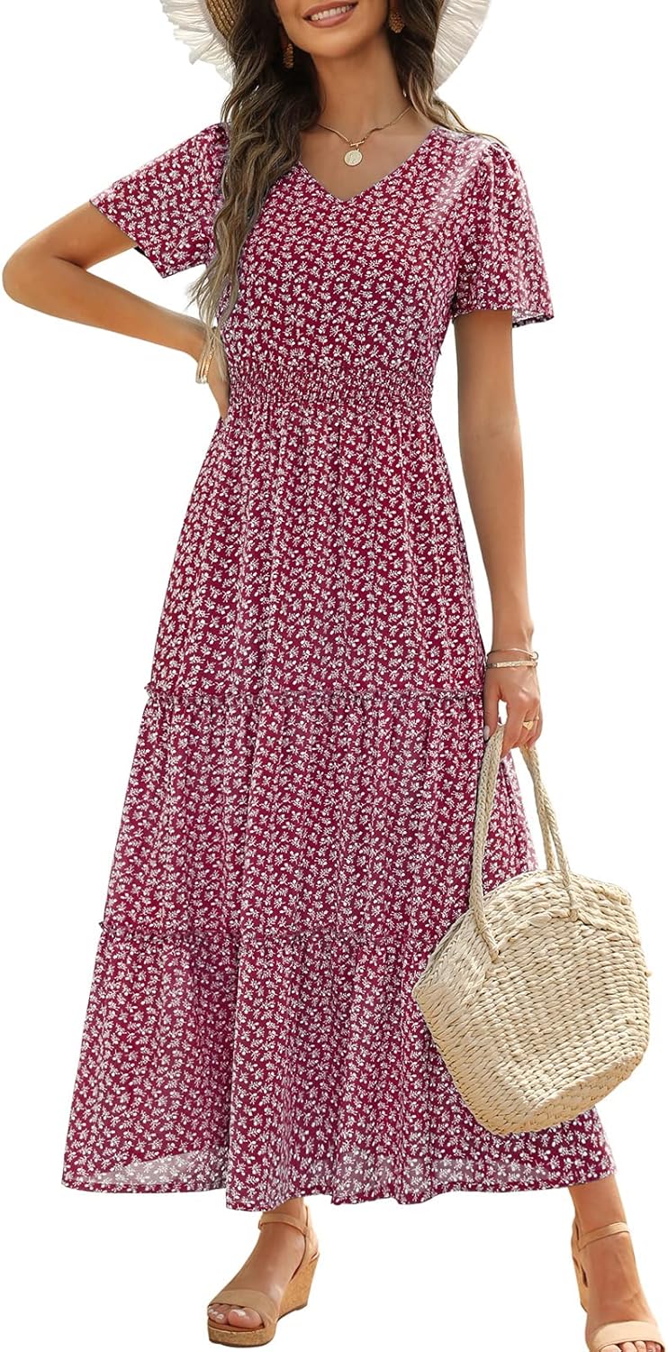 Zattcas Womens Dress, Special Long Summer Dress with Short Flutter Sleeves, Mode...
