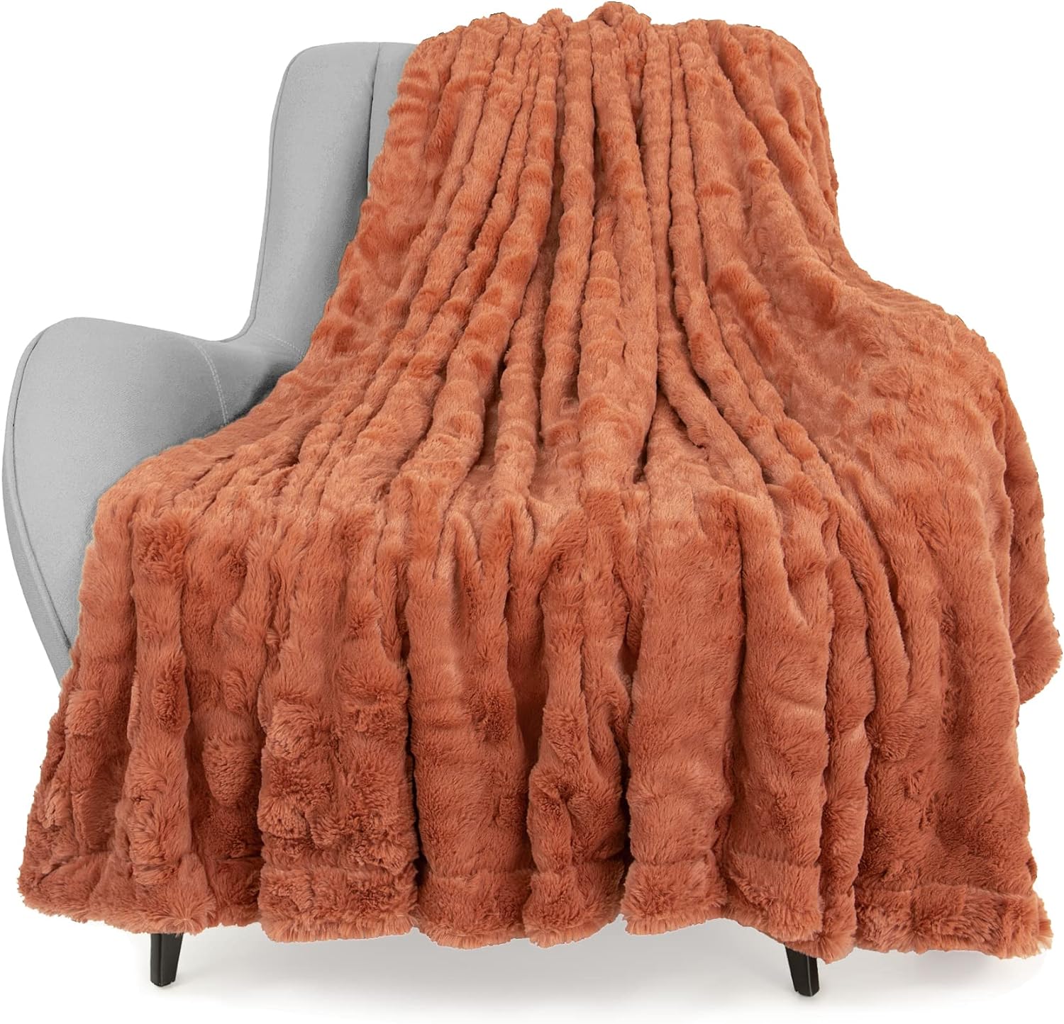 TOONOW Faux Fur Luxury Throw Blanket,Double Side Soft Fluffy Shaggy Fuzzy Blanke...