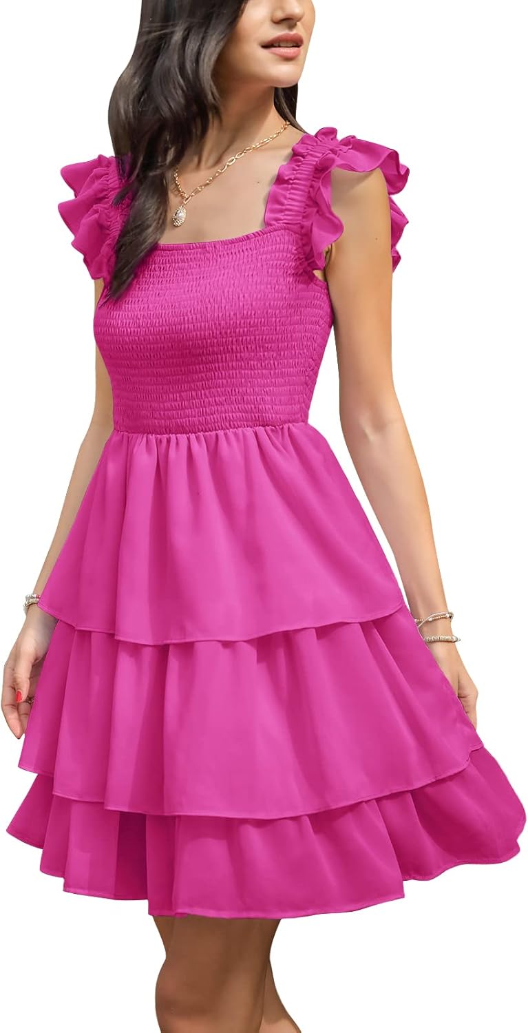 Byinns Womens Dress, Special Sleeveless Ruffle Dress With High Waist, Stylish Ba...