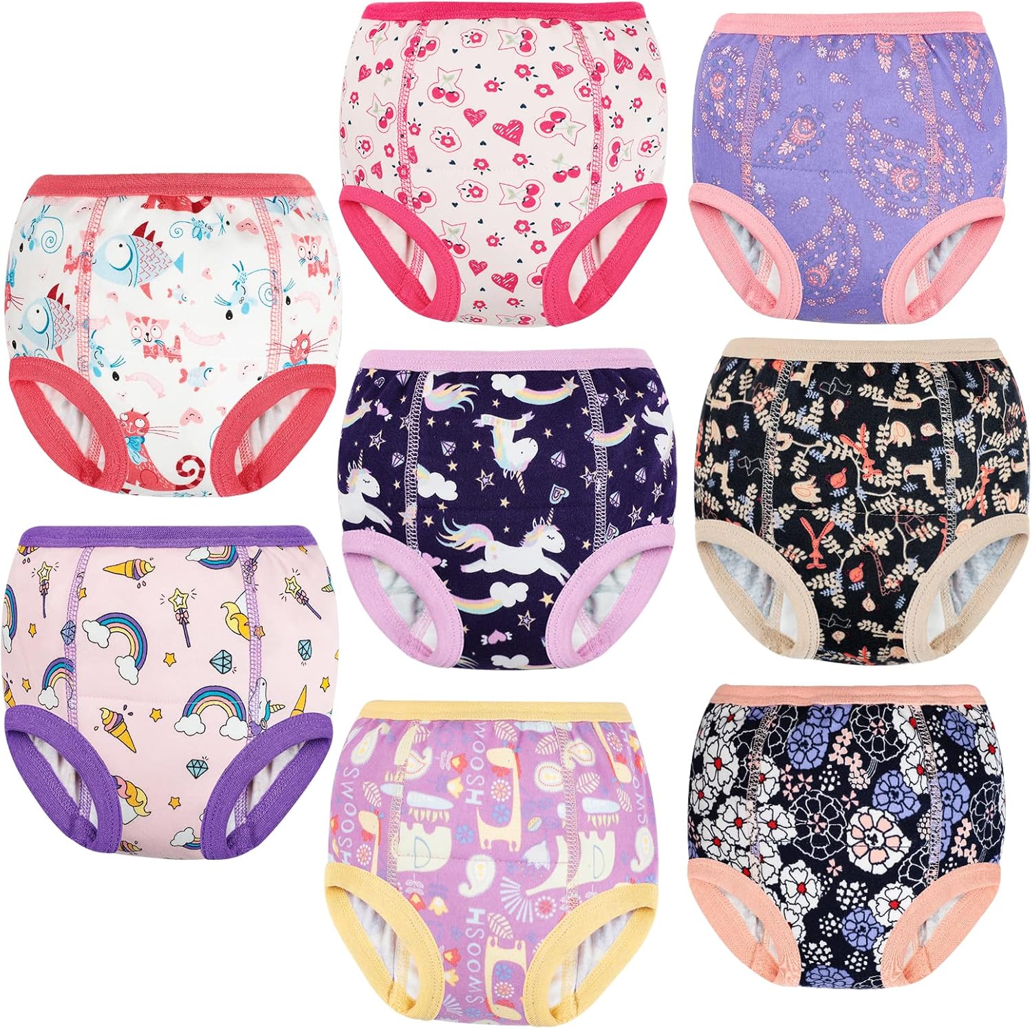 FLYISH DIRECT Potty Training Pants, Toilet Training Pants, 8 Packs of Girls Trai...
