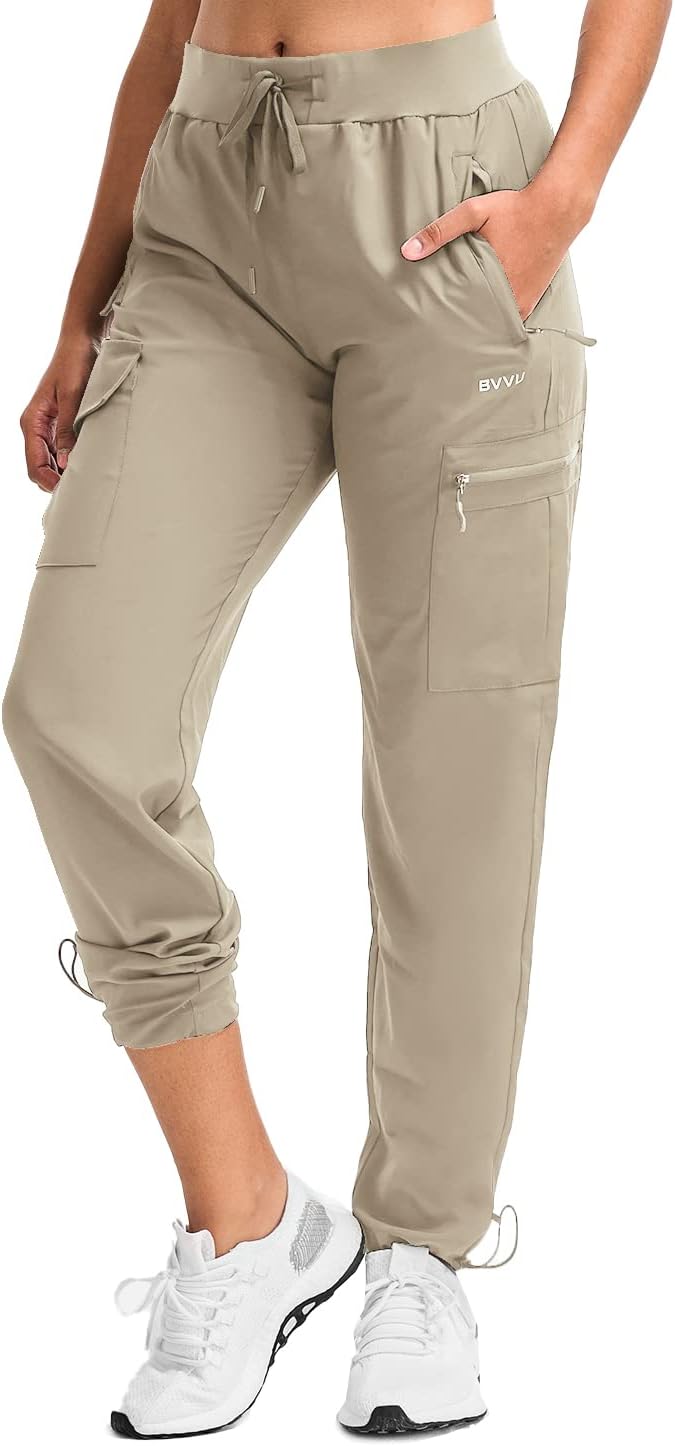 BVVU Women's Cargo Joggers Lightweight Quick Dry Hiking Pants Outdoor Waterproof...