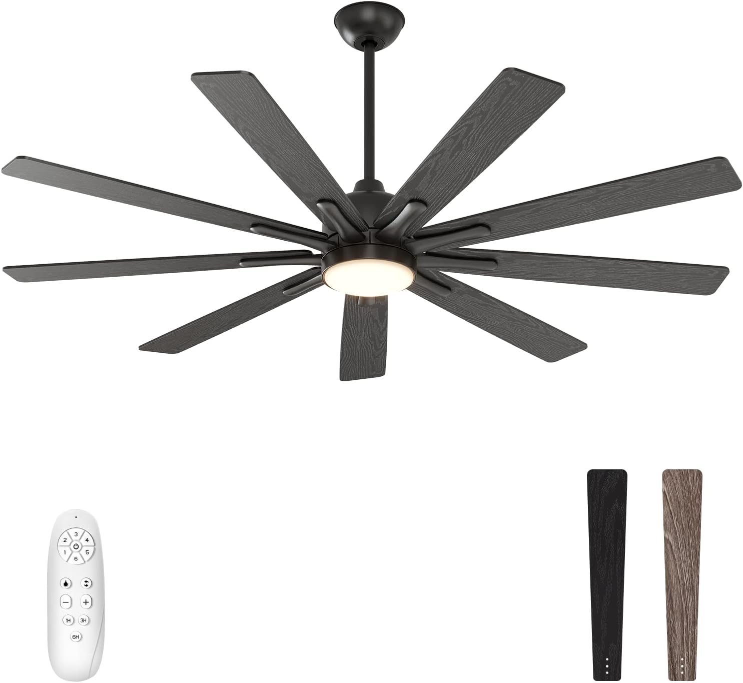 warmiplanet Ceiling Fans with Lights and Remote Control, 62-Inch, Reversible Sil...
