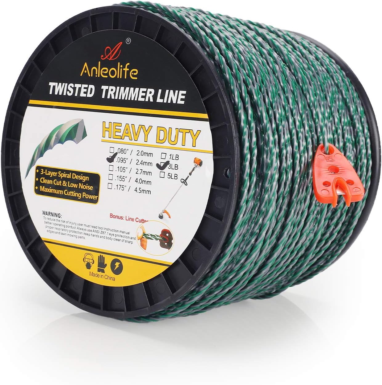 A ANLEOLIFE 3-Pound Heavy Duty Twisted .095-inch-by-1181-ft Dual Core String Spi...