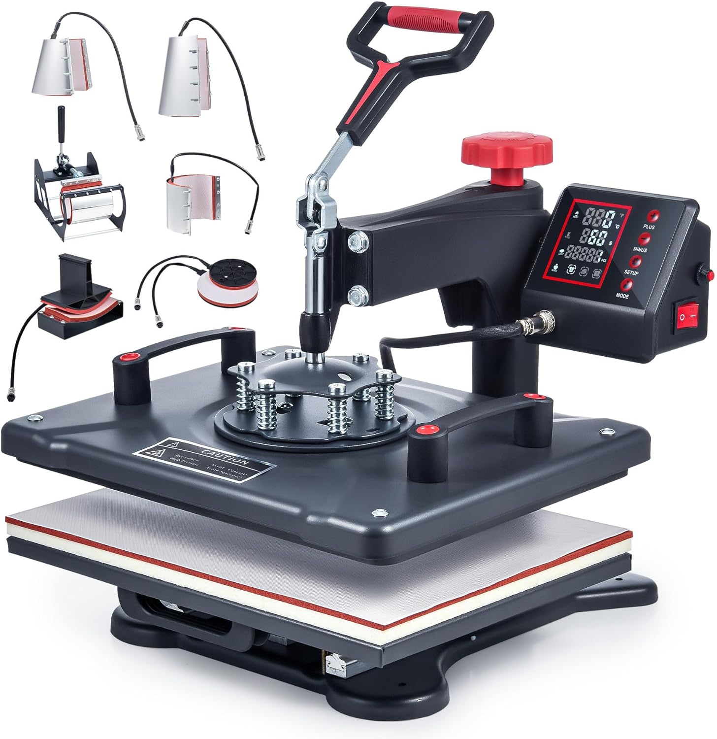 CREWORKS 12"x15" Heat Press Machine, 8 in 1 360 Degree Swing Away Shirt Printing...