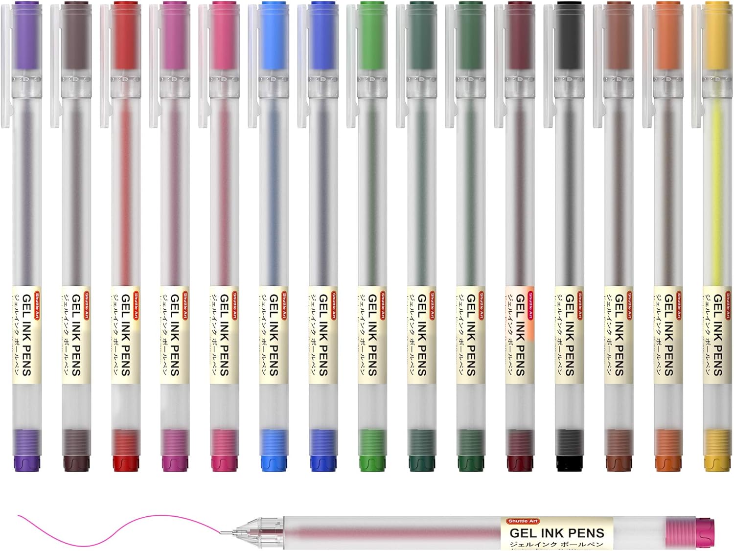 Shuttle Art 15 Colours Gel Ink Pens, Special Ballpoint Pens with 0.38mm Extra Fi...