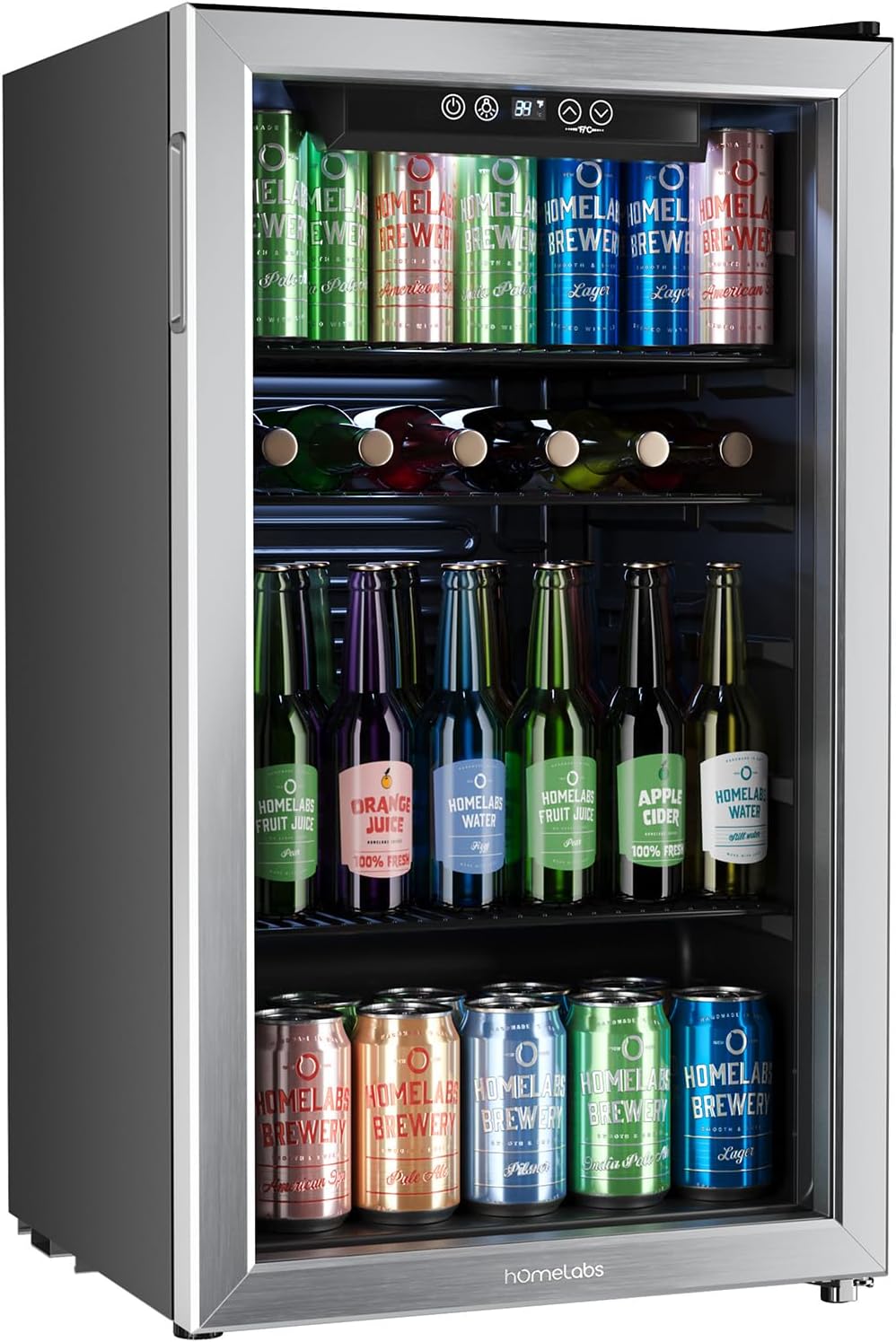 hOmeLabs Beverage Refrigerator and Cooler - 120 Ca...