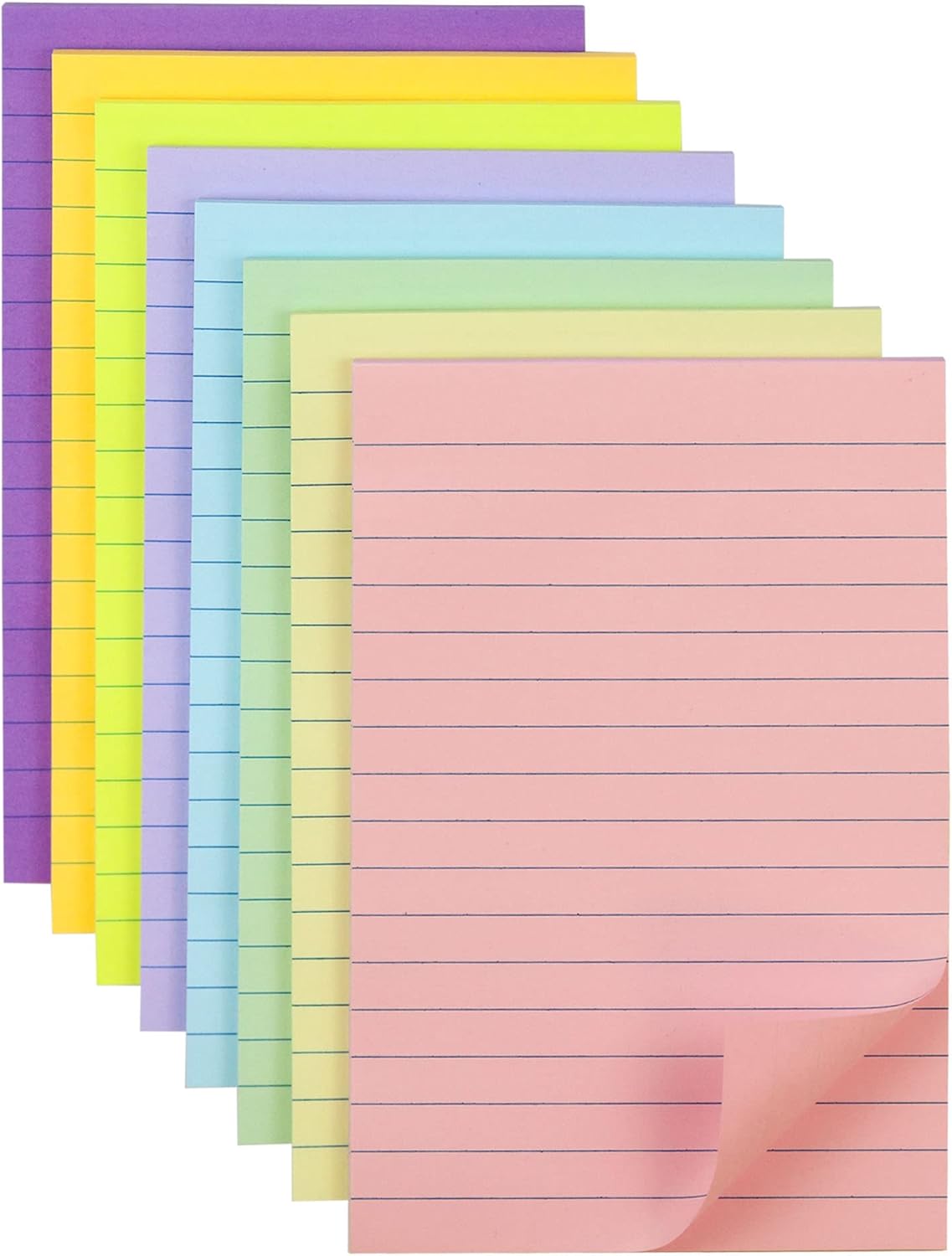 Pastel Ruled Post Stickies, Special Lined Sticky Notes with Super Sticking Power...