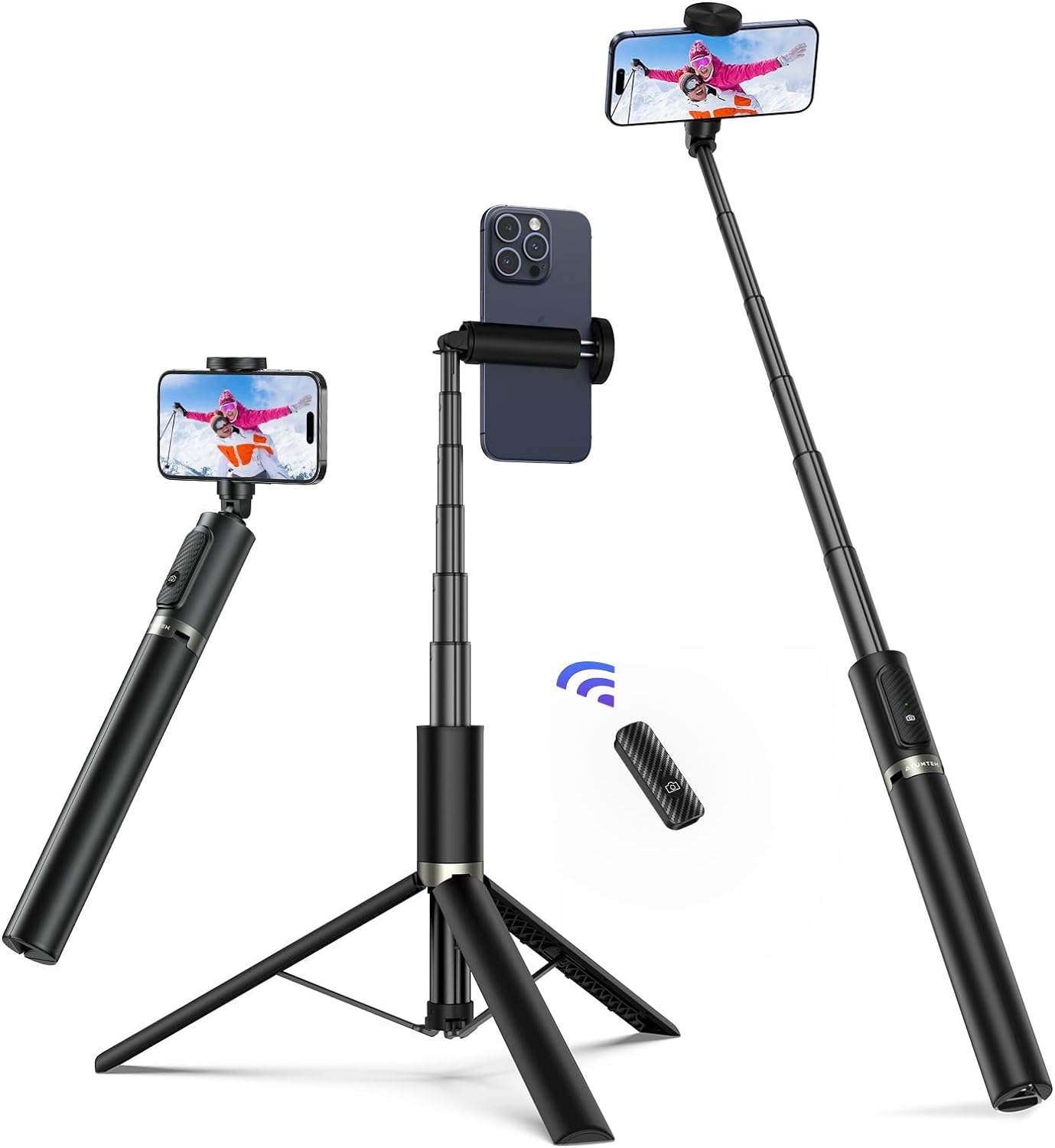 ATUMTEK 1.74m Selfie Stick Tripod, Extendable Aluminum Tripod with Rechargeable...