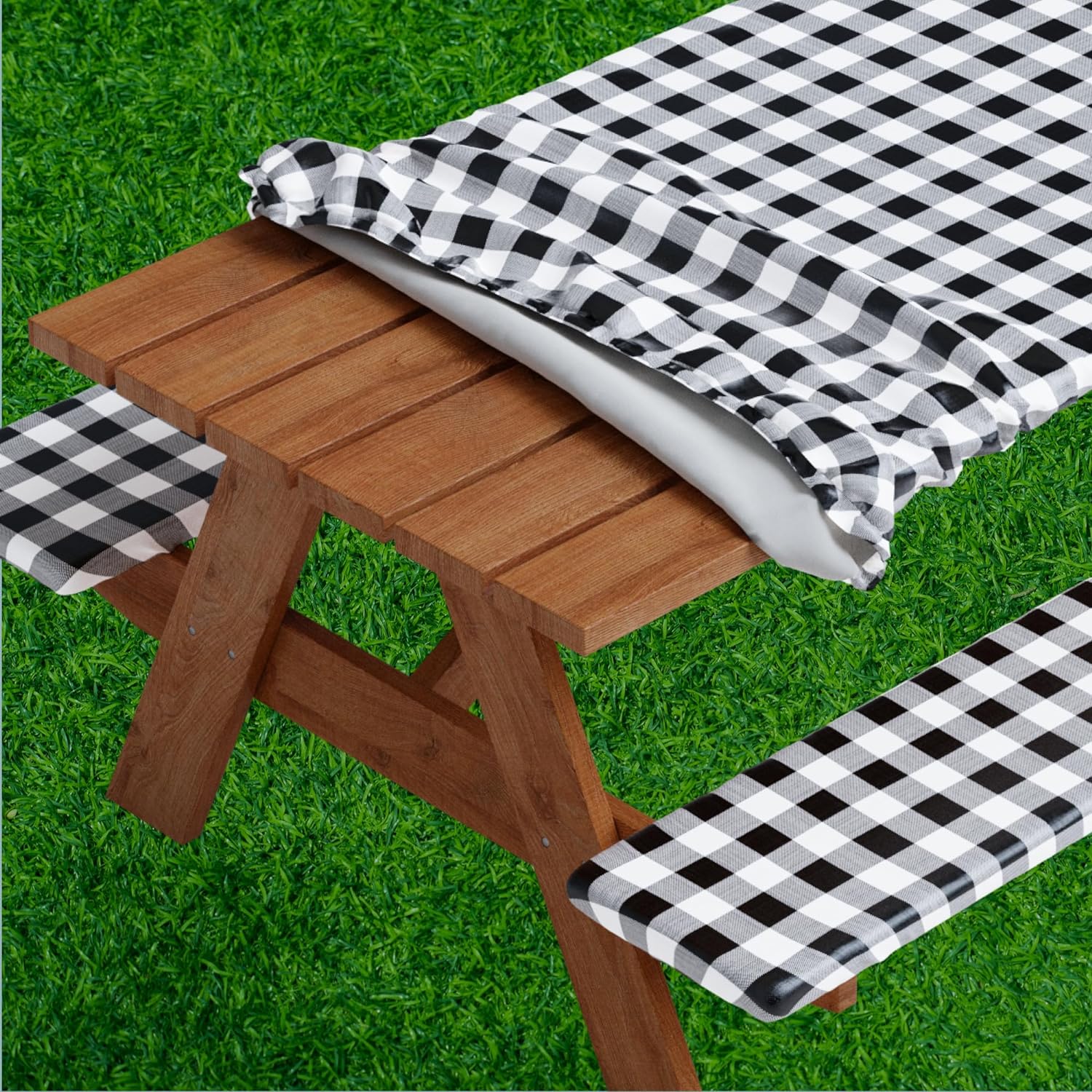 Sorfey Picnic Table Cover, Special Table Cover with Bench Covers, Innovative Fit...