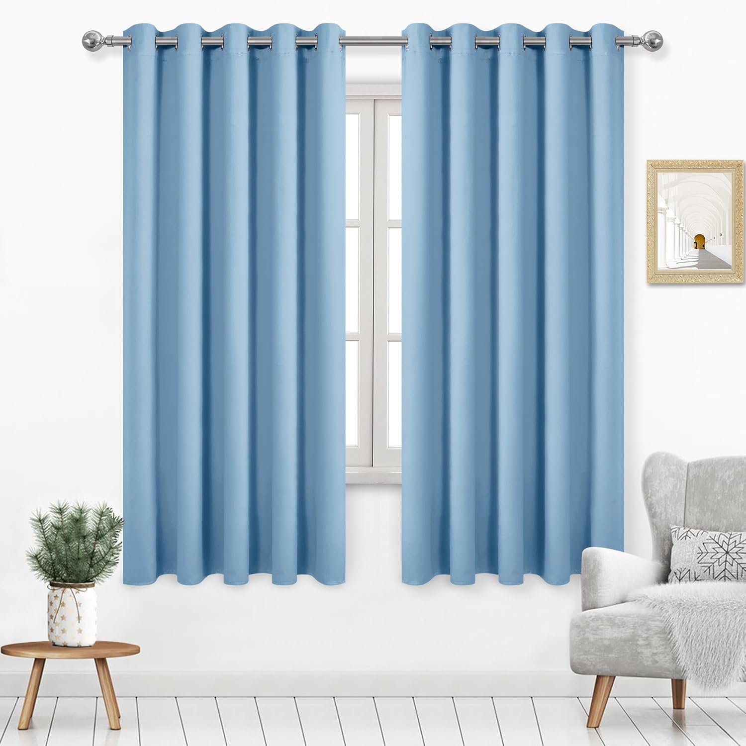 DWCN Blackout Curtains Room Darkening Thermal Insulated Grommet Light Blocking C...