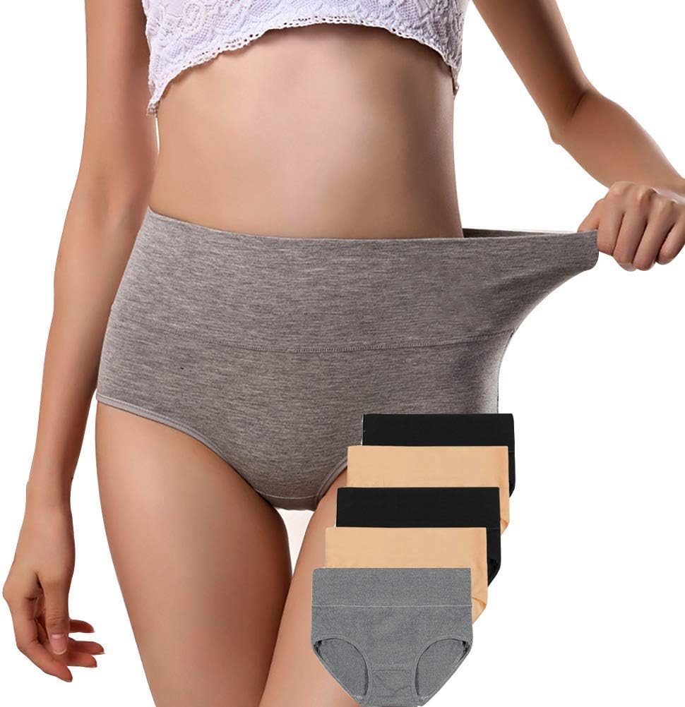 ANNYISON Womens Underwear, Soft Cotton High Waist Breathable Solid Color Briefs...