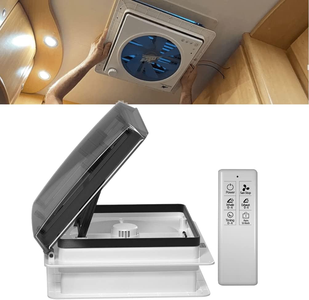 Air Max 14" Electric RV Roof Vent, Special Reversible Exhaust Fan with Ultra Low...