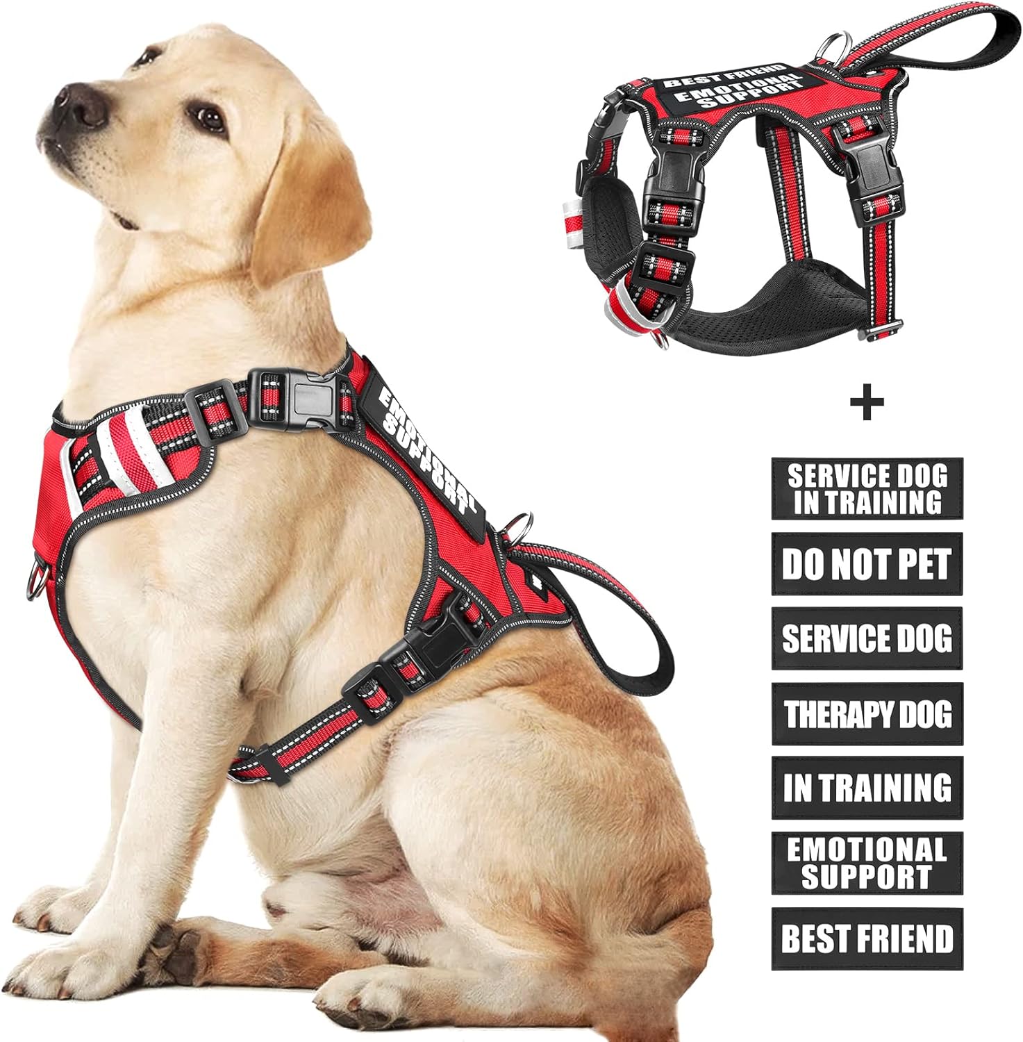 WINSEE Service Dog Vest, Innovative No Pull Pet Harness with 7 Unique Dog Patche...