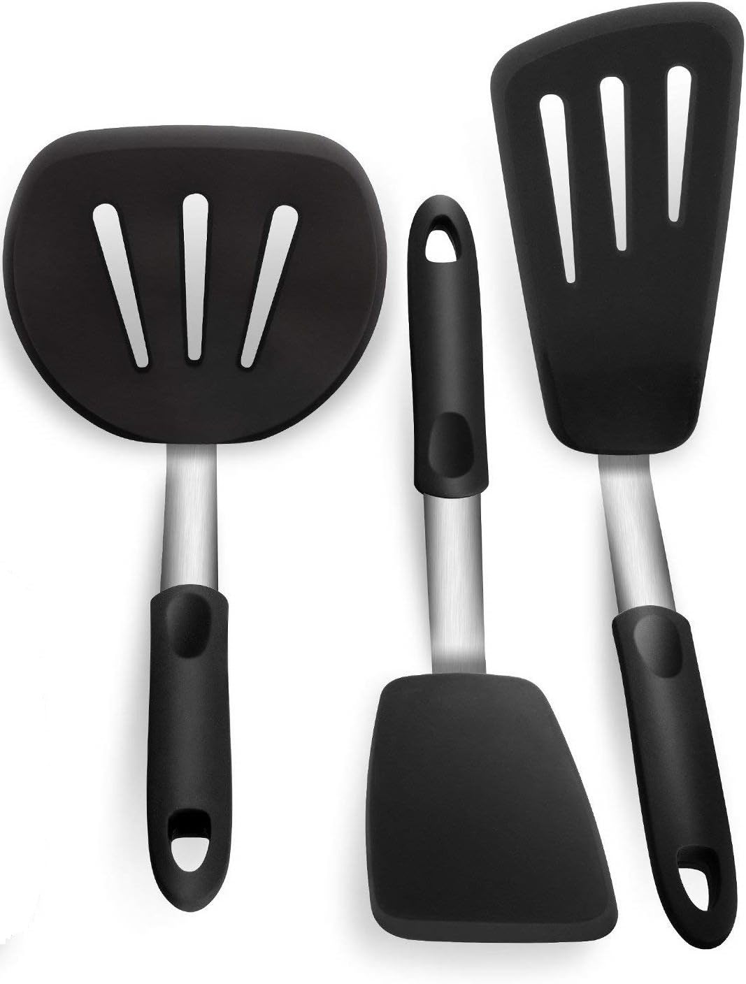 Turner Spatula Set, Kitchen Spatulas Turner, Stainless Steel & Premium Silicone...
