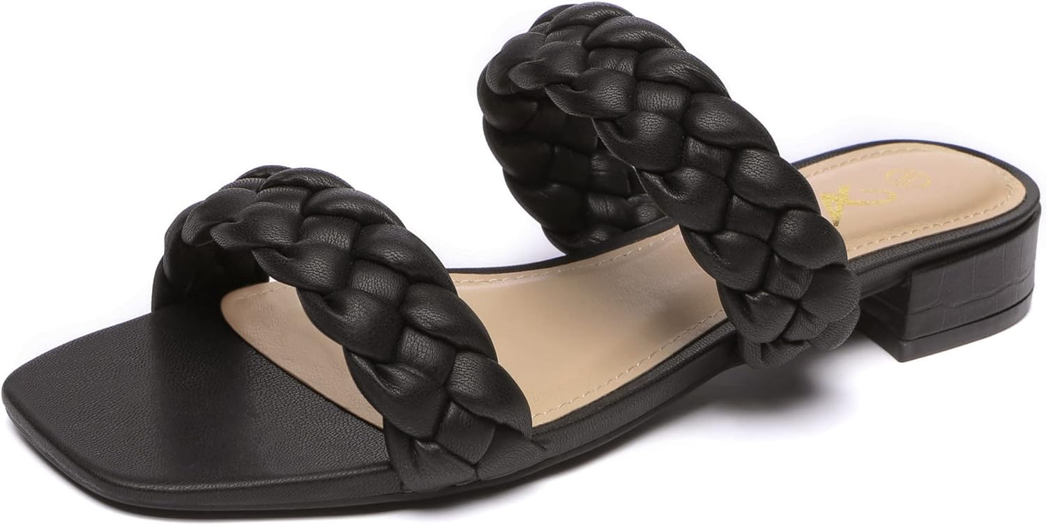 Athlefit Women's Sandals, Special Square Open Toe Braided Sandals, Innovative Sl...