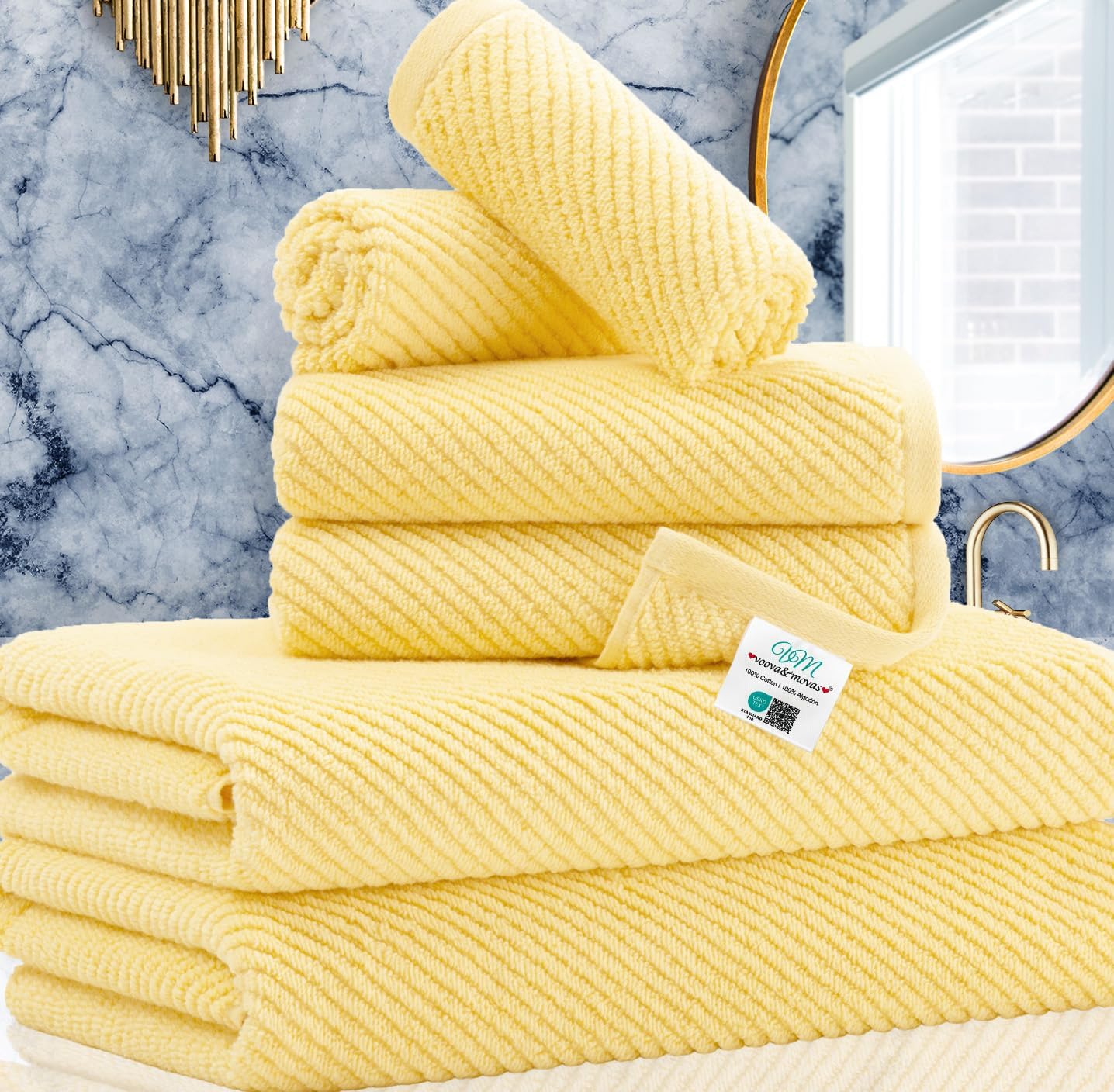 Yellow Towels for Bathroom, Special 100% Cotton Set for Quick Dry, High-Quality...