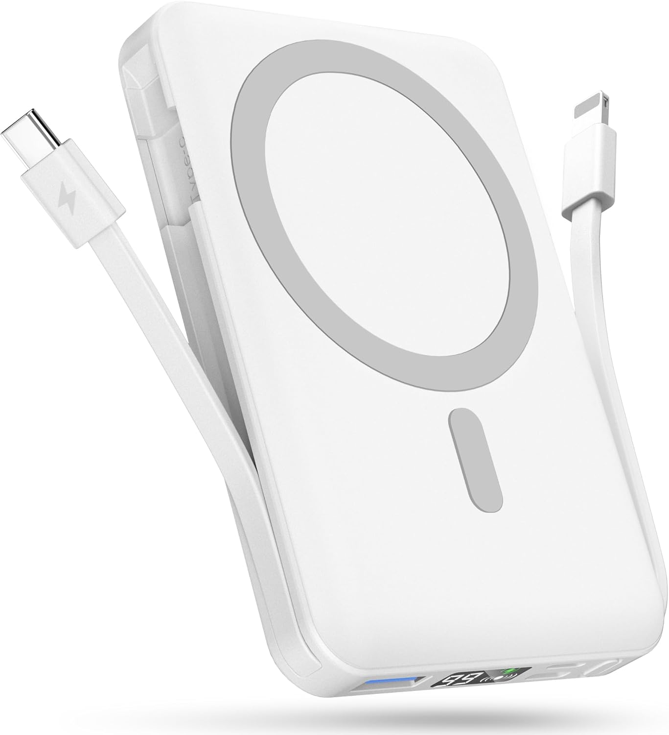 Podoru Magnetic Power Bank, 10000mAh Wireless Power Bank with Cable PD 22.5W Min...