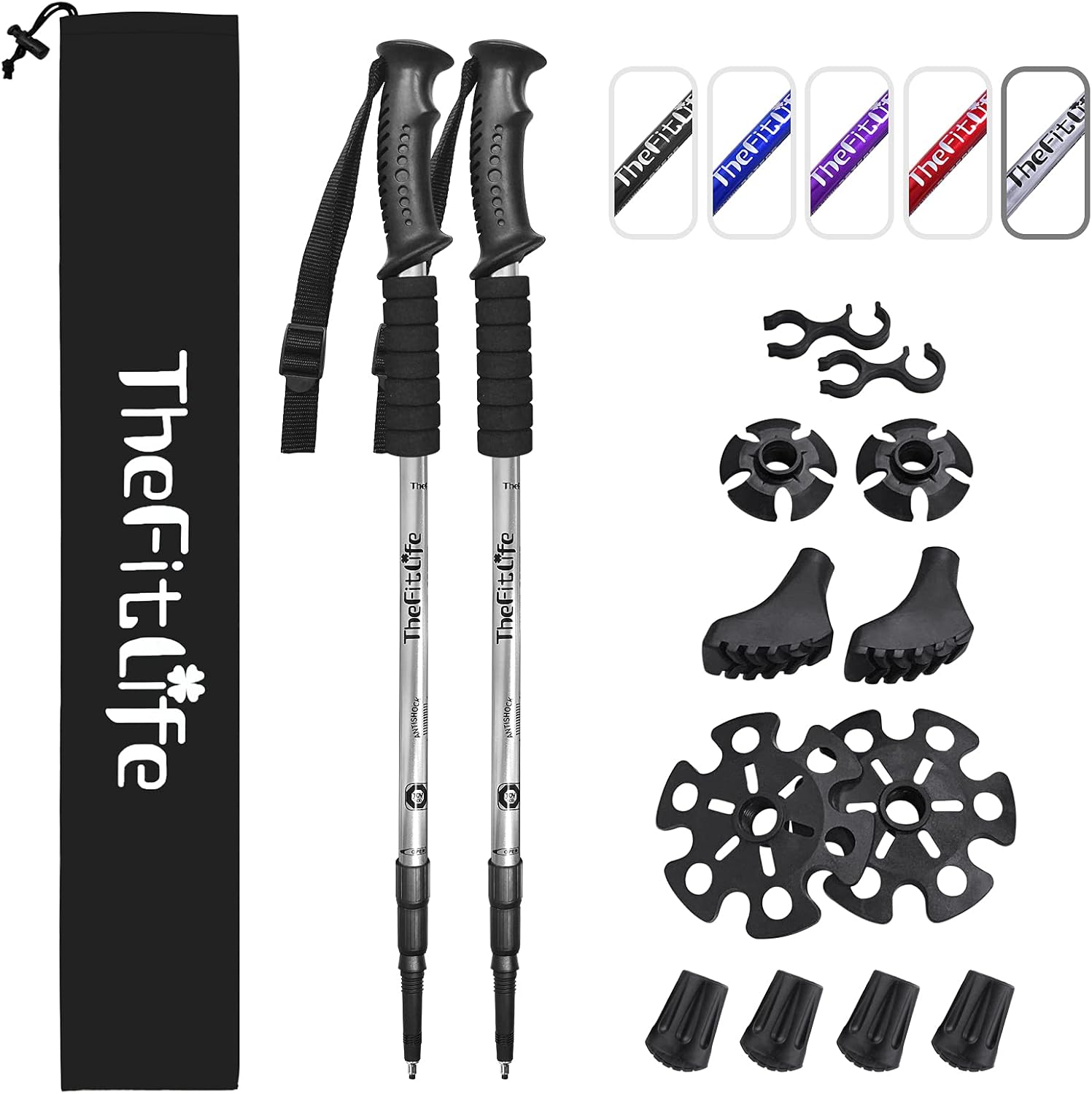 TheFitLife Hiking Walking Trekking Poles - 2 Pack With Antishock And Quick Lock...