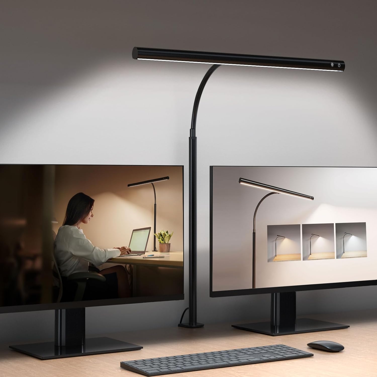 JACKYLED Dimmable Computer Desk Lamps for Home Office, Eye Caring LED Desk Lamp...