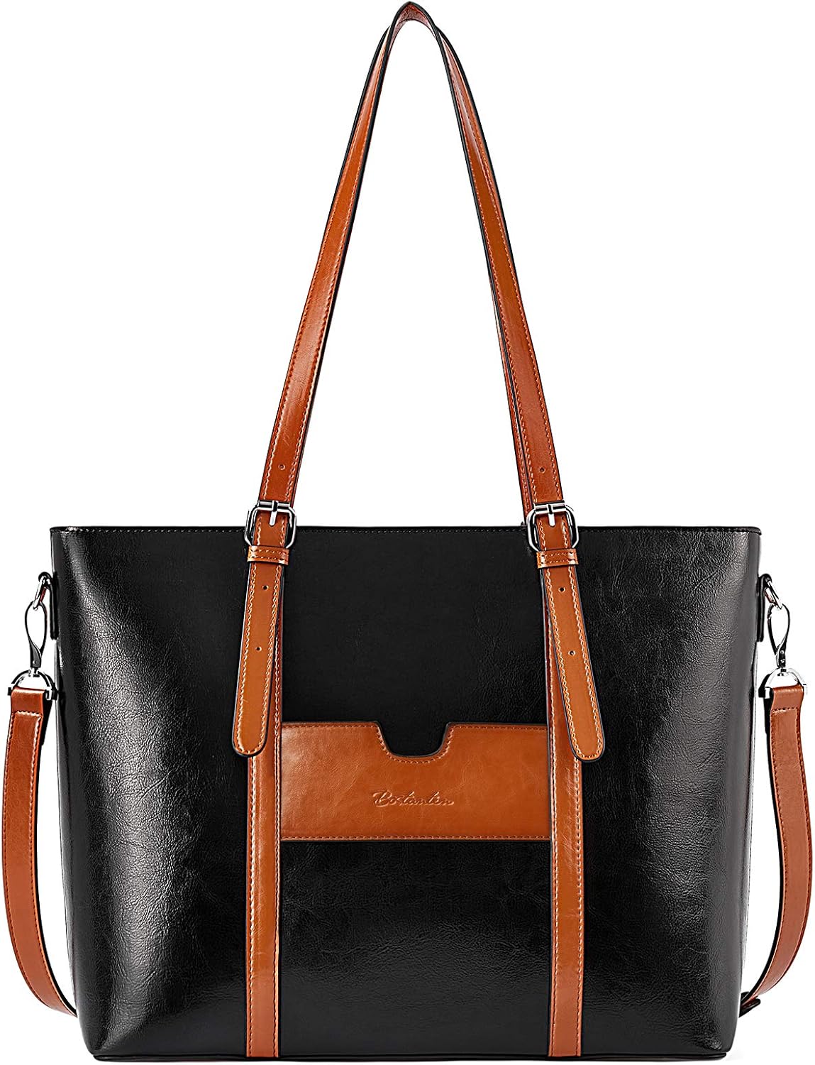 BOSTANTEN Womens Leather Laptop Tote, Special Office Shoulder Handbag, Vintage B...