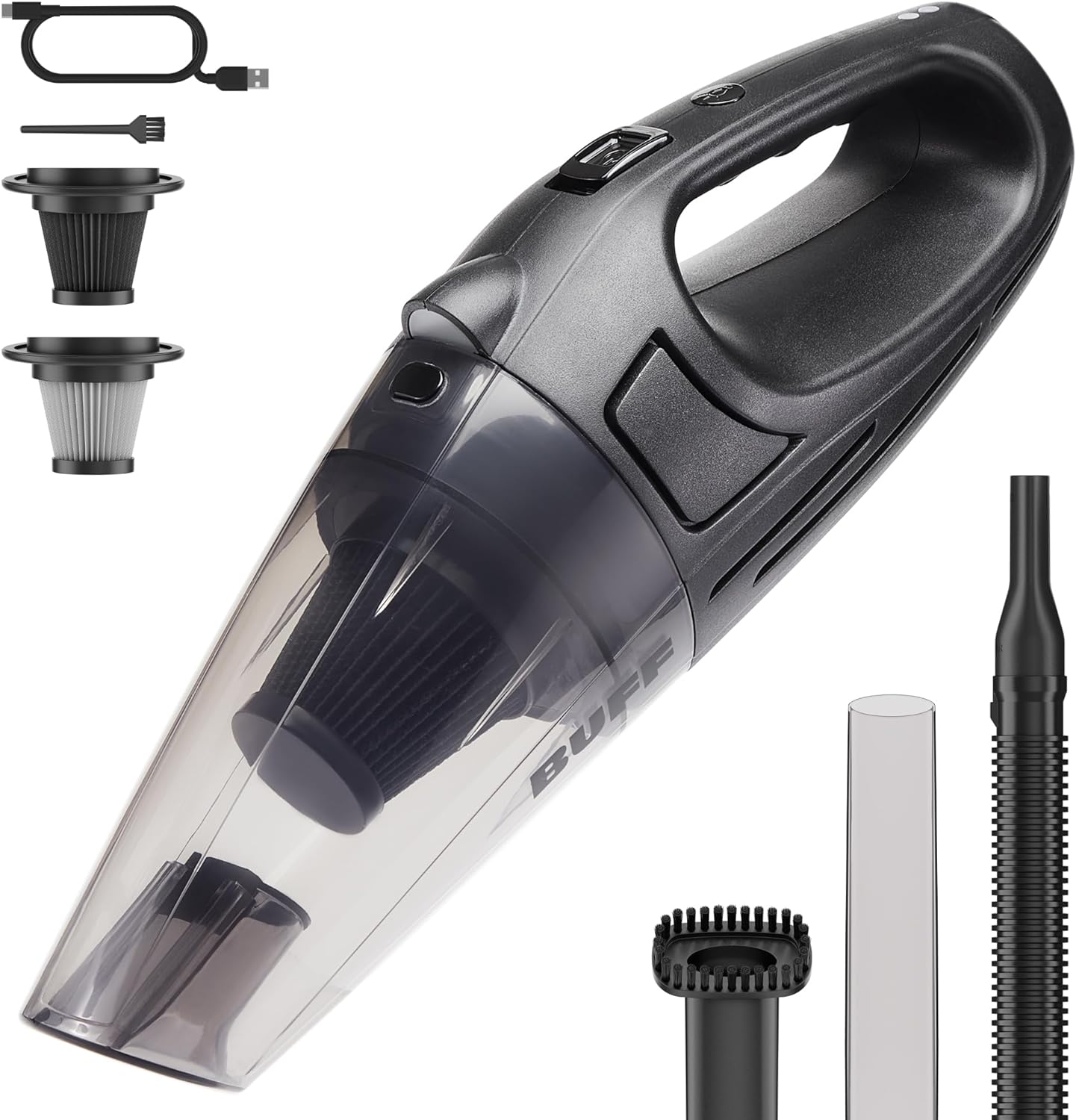 BUFF Handheld Vacuum Cordless - Portable and Rechargeable Car Vacuum Cleaner wit...