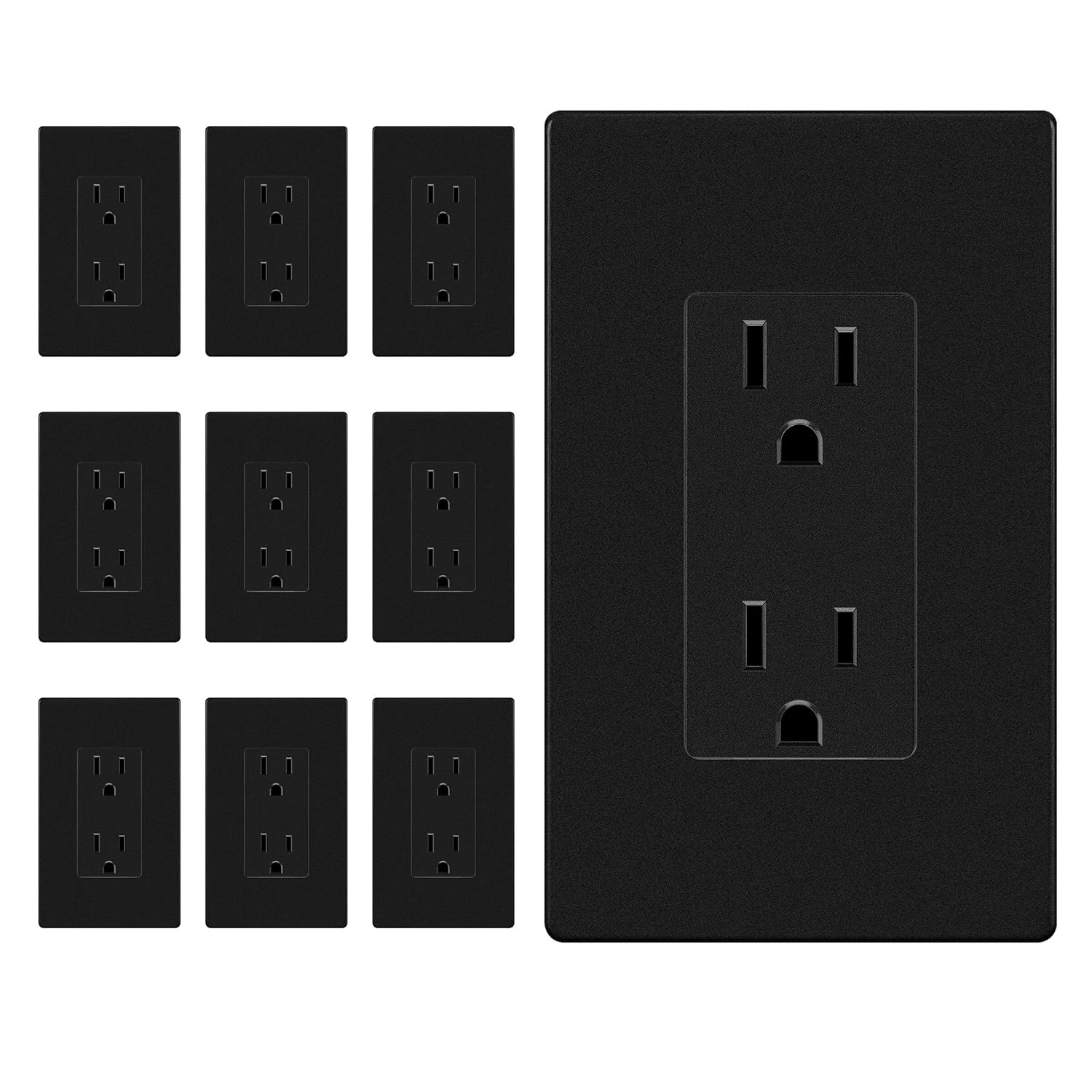 ENERLITES Matte Black Decorator Receptacle, Premium Electrical Wall Outlet with...