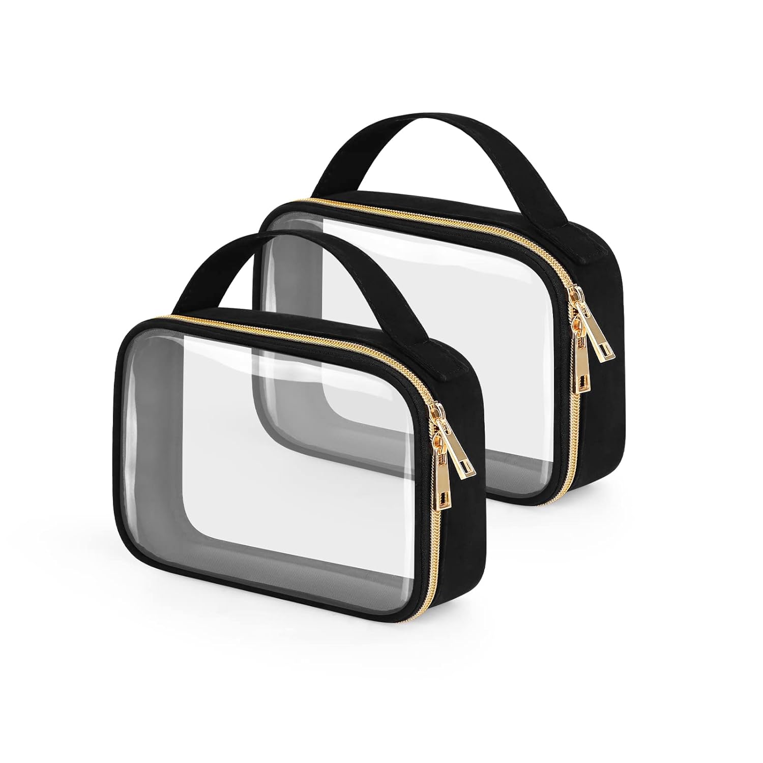 Wedama TSA Approved Toiletry Bag, Special 2 Pack Clear Makeup Bags with Handles,...