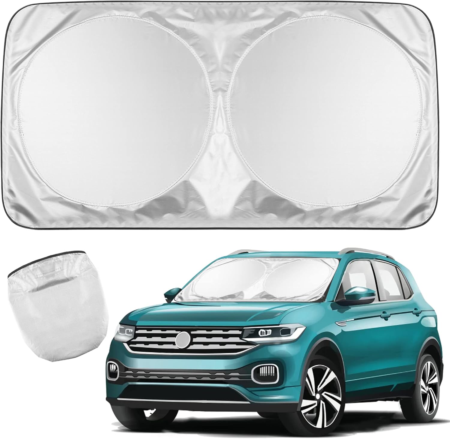 Foldable Windshield Sun Shade, Special Car Front Window Sun Shield with Storage...