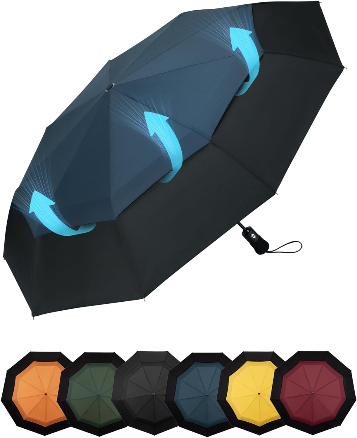 Chakipee Compact Travel Umbrella Windproof Strong- Automatic Folding Umbrellas f...