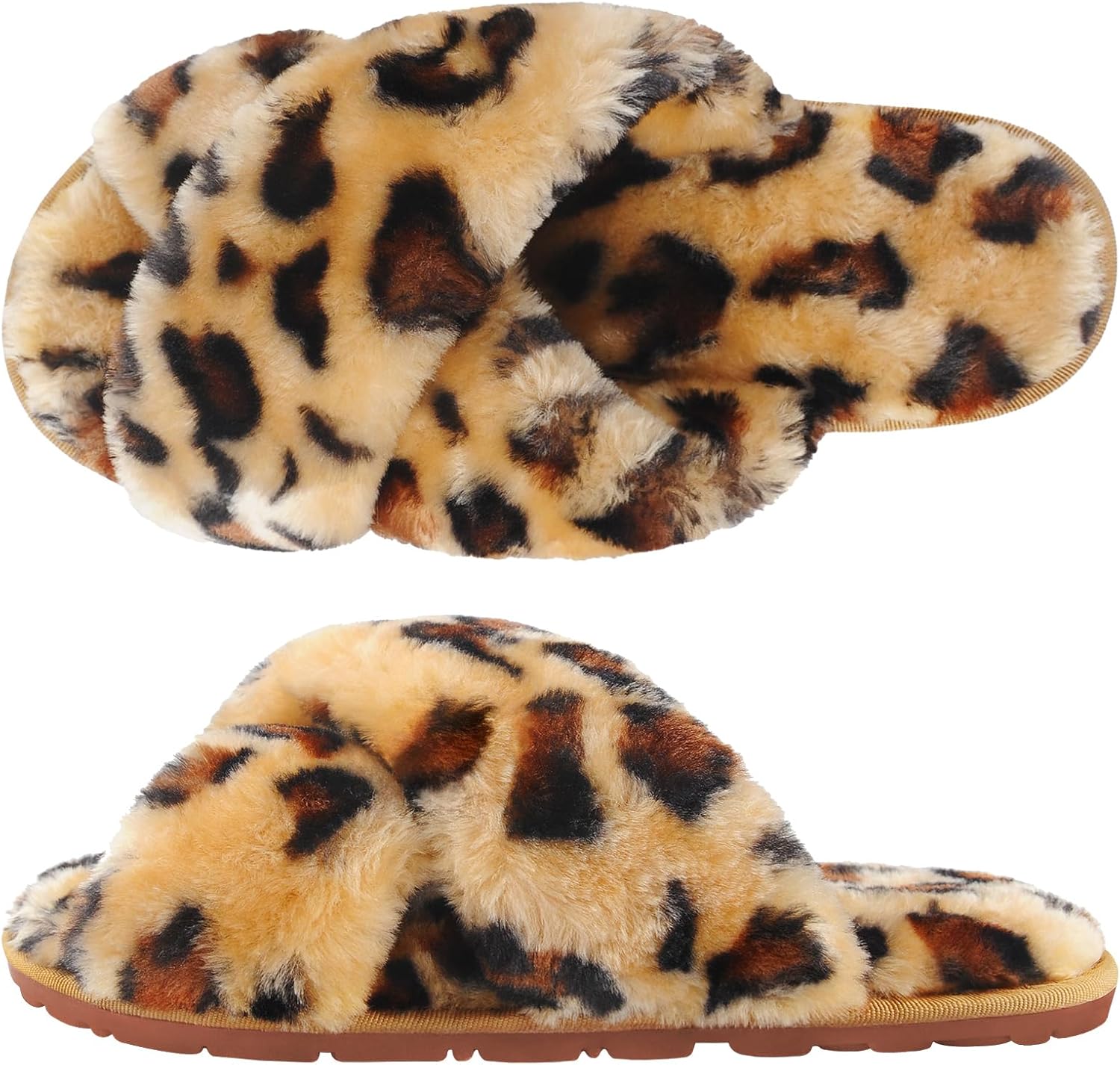 SIMIYA Womens Fluffy Slippers, Special Anti-Skid Faux Fur House Slippers, Warm a...