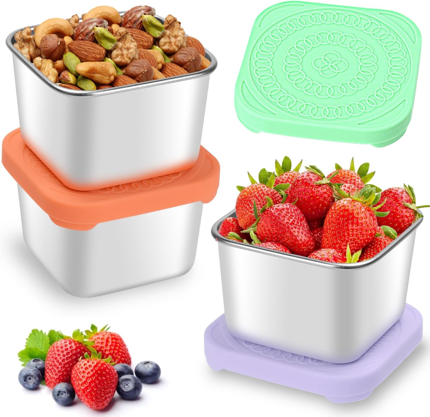 3Pcs Small Food Containers To Go Leakproof Food Storage Containers Stackable Sna...