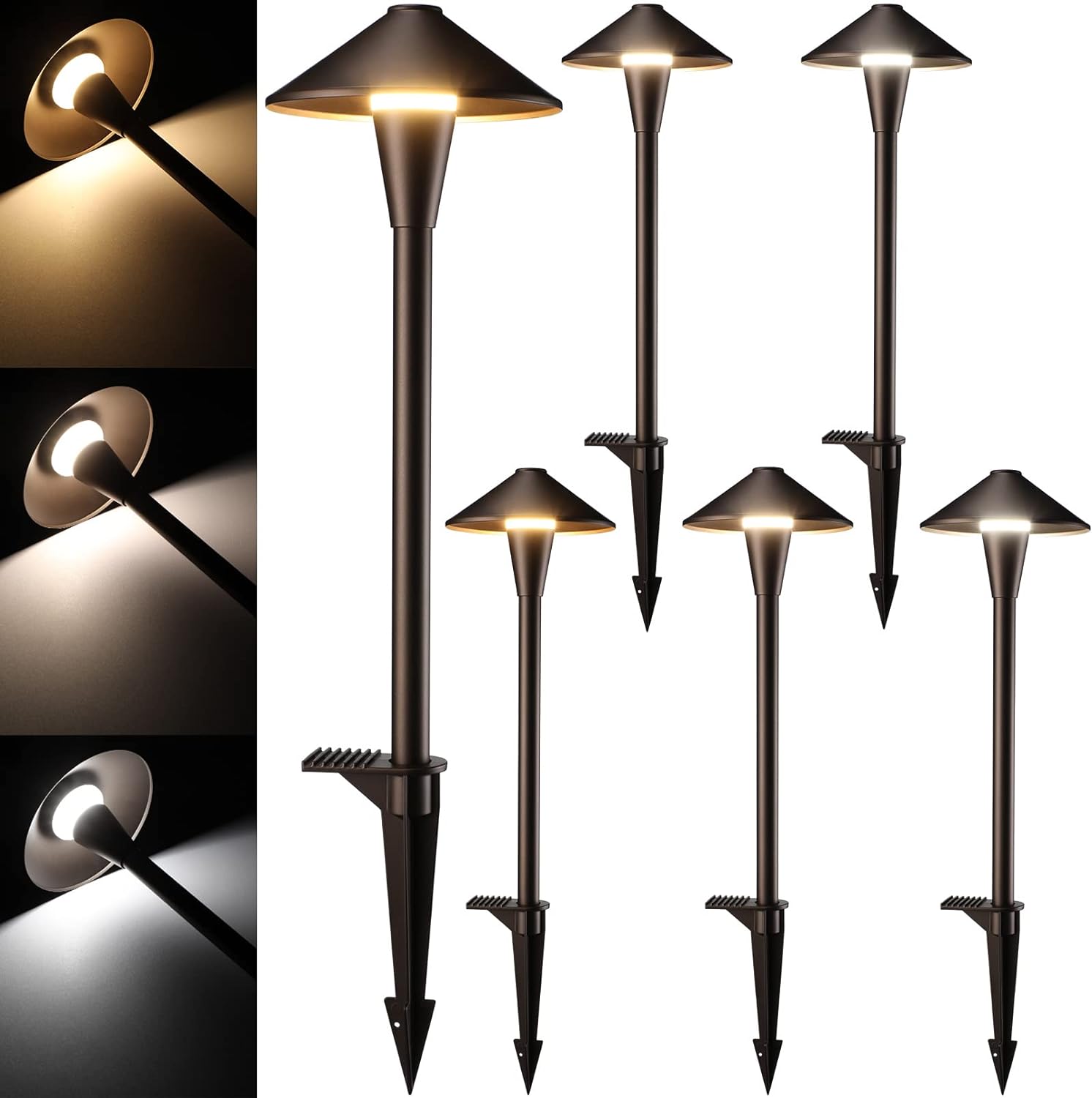 LEONLITE 3CCT Low Voltage Pathway Lights, LED Landscape Path Lights, 3000K/4000K...