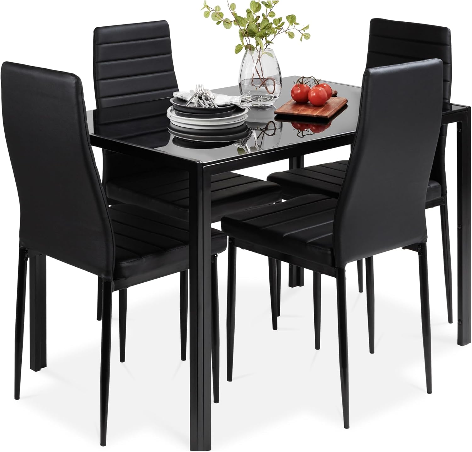 Best Choice Products 5-Piece Glass Dining Set, Modern Kitchen Table Furniture fo...