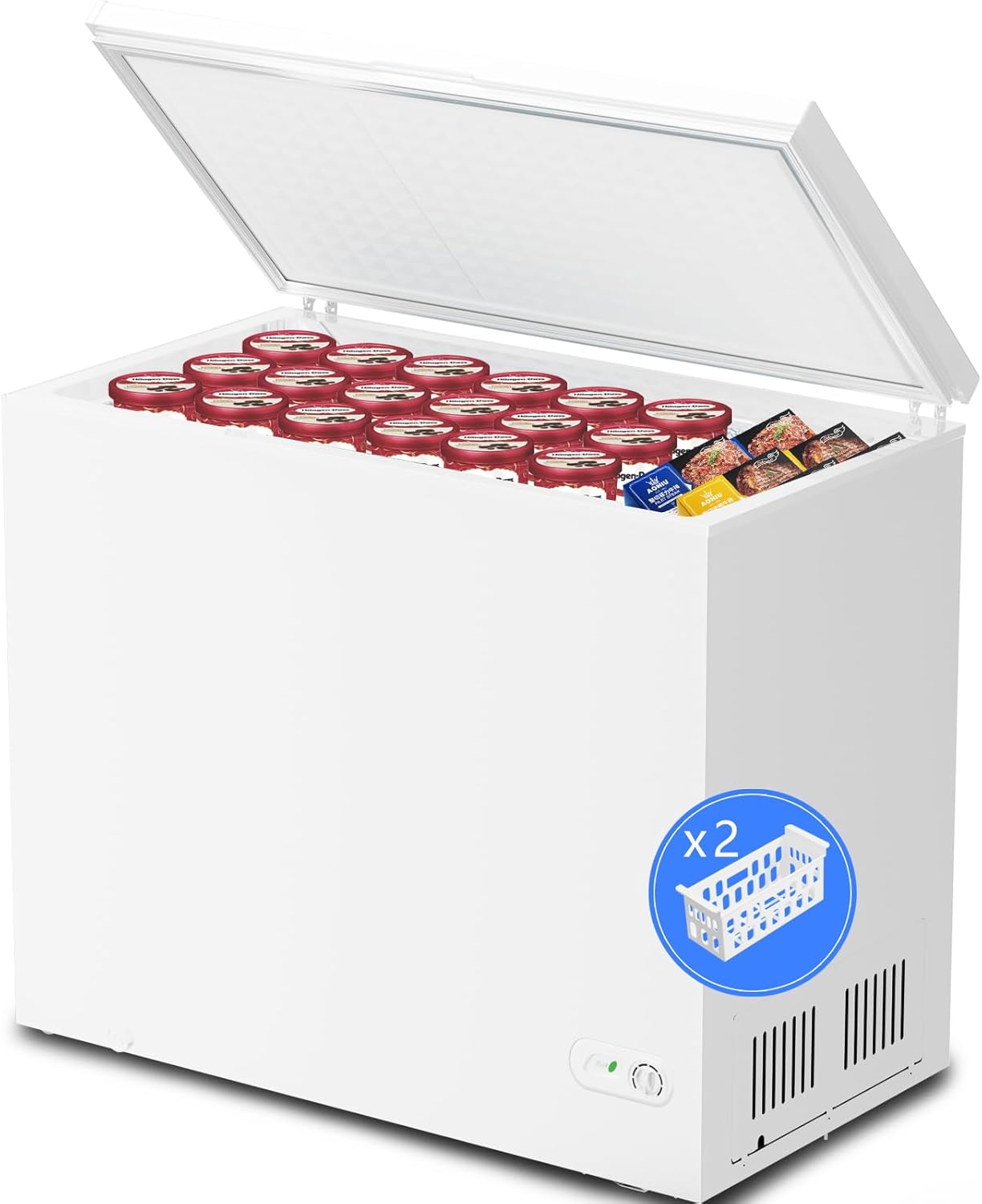 Kismile 7.0 Cubic Feet Chest Freezer with 2 Removable Baskets Free Standing Top...