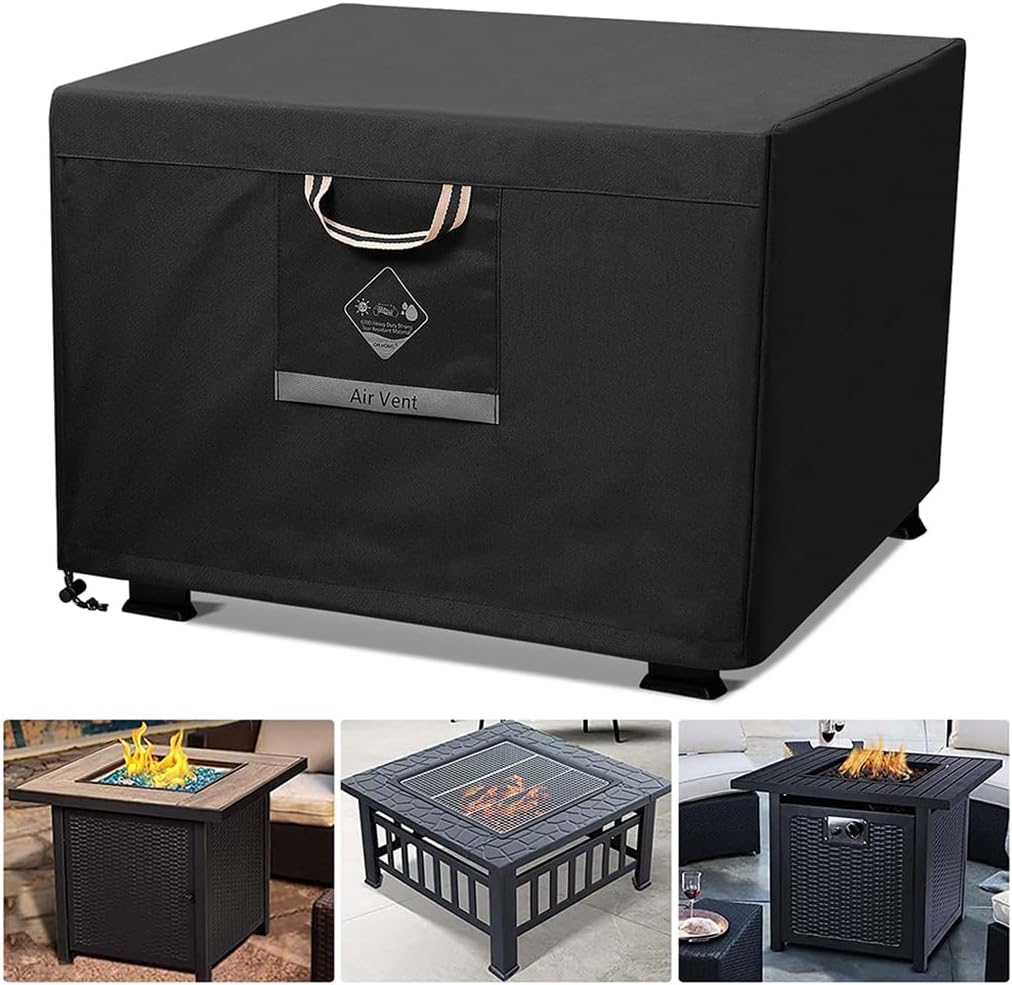Fire Pit Cover Square Super Waterproof, 32" L x 32" W x 24" H Outdoor Firepit Ta...