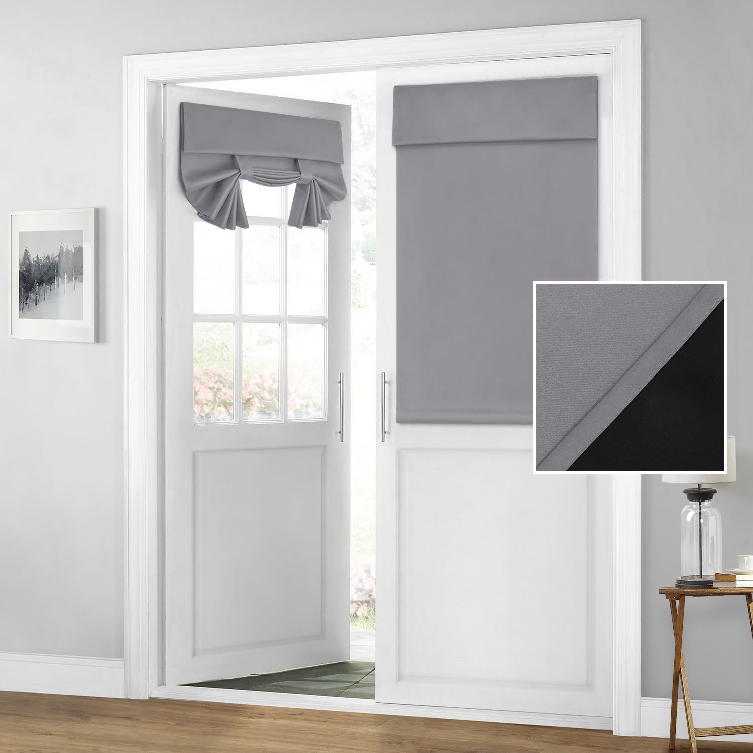 HOMEIDEAS 100% Blackout French Door Curtains, Special Privacy Door Curtains for...