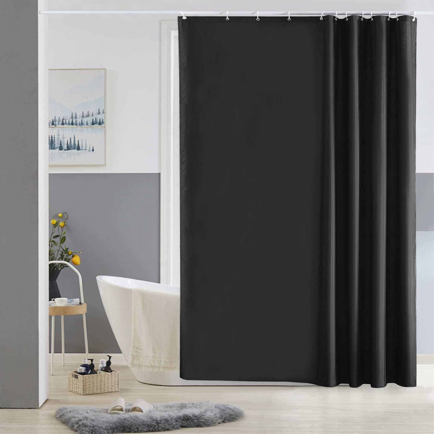 Furlinic Shower Curtain Mould Proof Resistantand Waterproof Washable Polyester F...