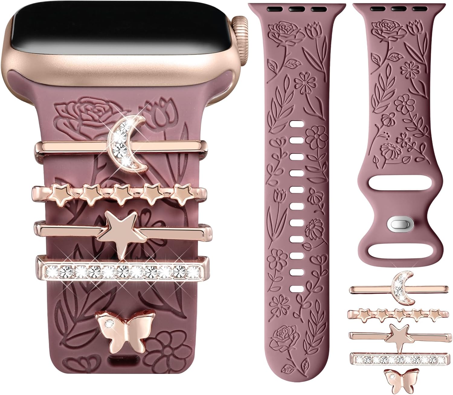 DaQin Flower Engraved Band Compatible with Apple Watch Bands 40mm for Women 38mm...