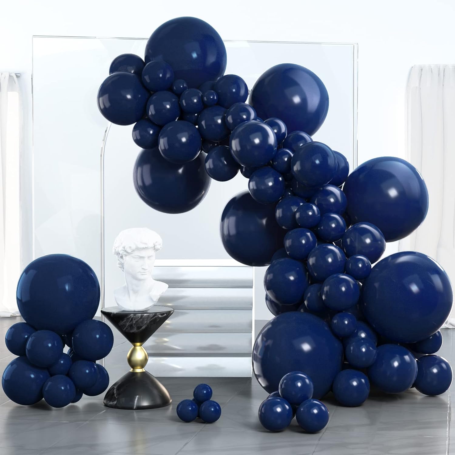 PartyWoo Navy Blue Balloons, Special Pack of Pearl Navy Blue Balloons in Differe...