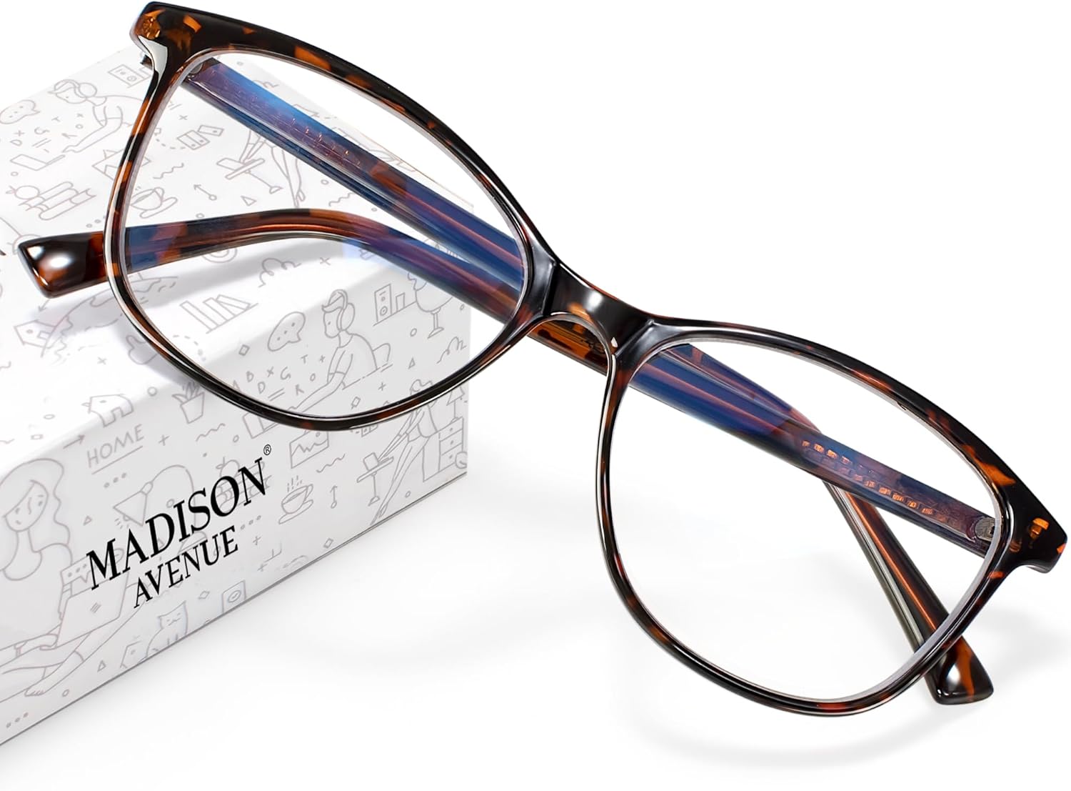 Madison Avenue Blue Light Blocking Glasses Anti Eyestrain UV Glare Blue Light Gl...