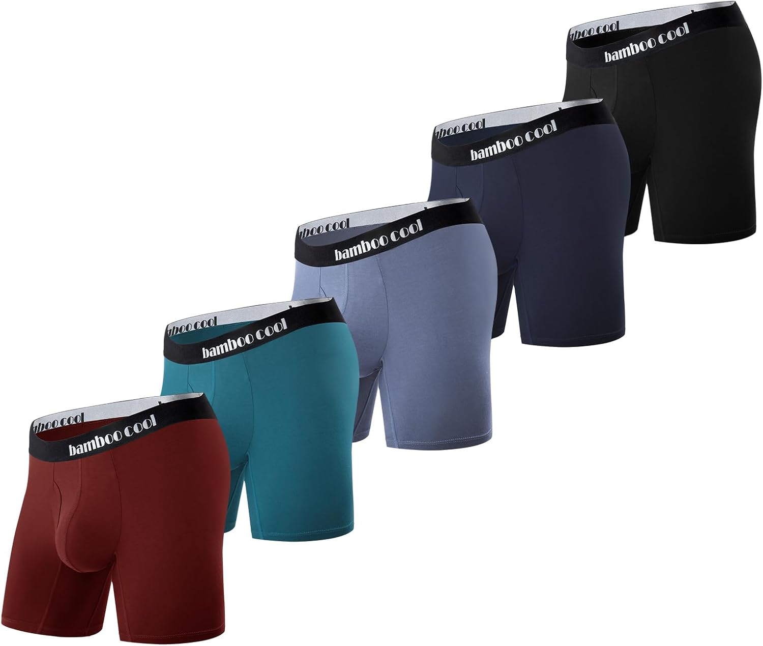 BAMBOO COOL Men’s Underwear Boxer Briefs with Fly Soft Comfortable Breathable Un...