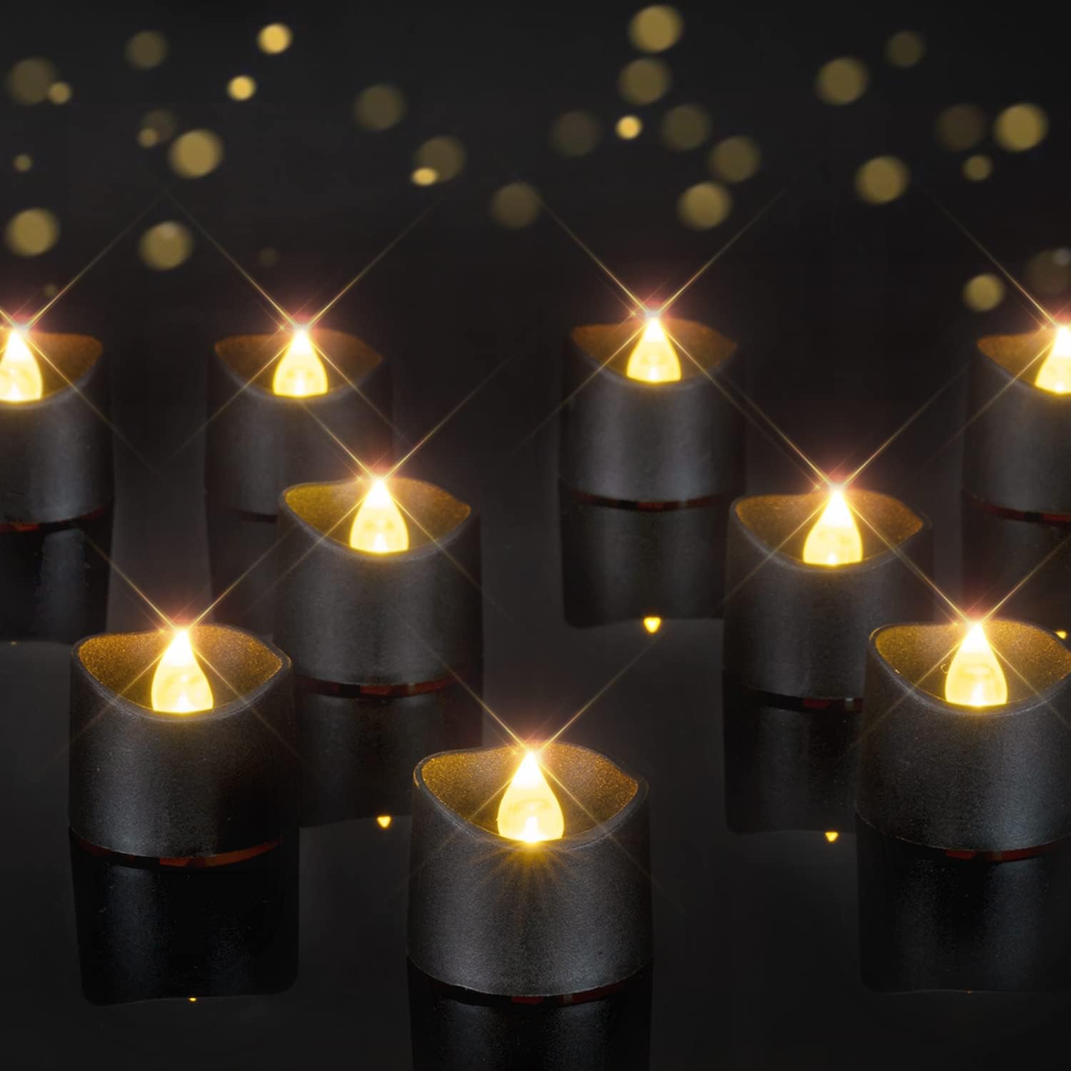Homemory Black Tea Lights Candles, Special Battery Operated Flameless Flickering...