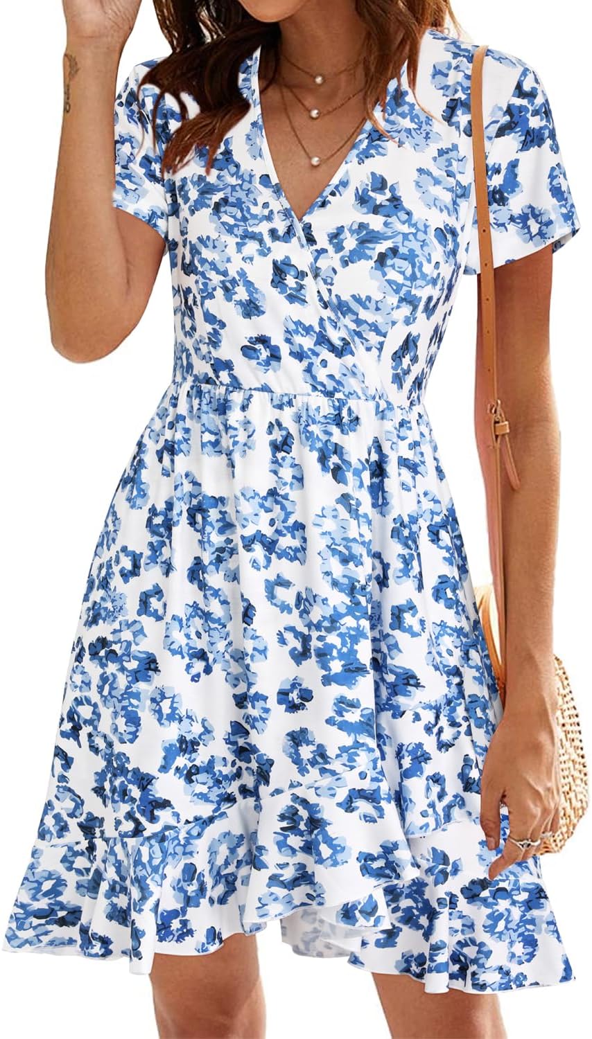 ULTRANICE Women's Summer Dresses 2024 Spring Floral V Neck Adjustable Spaghetti...