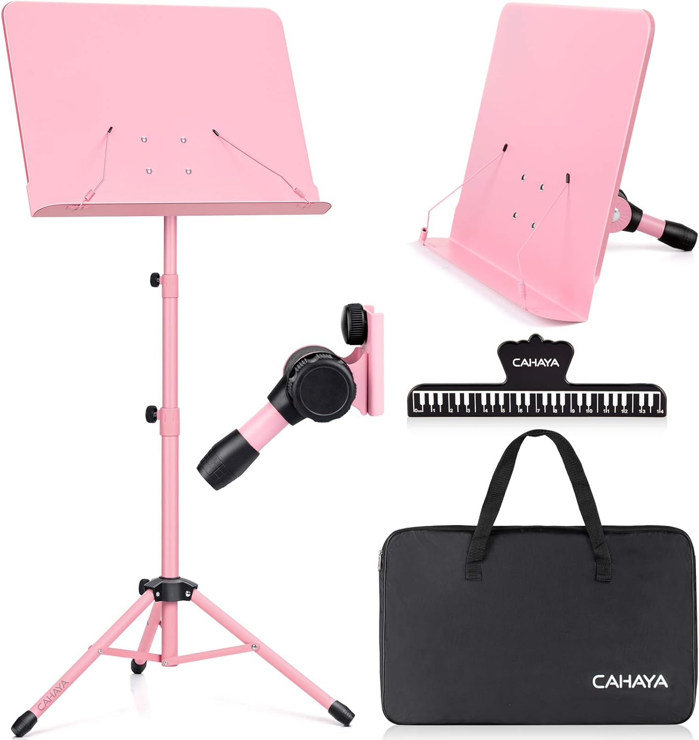CAHAYA Sheet Music Stand Metal Portable with Carrying Bag, Sheet Music Clip, Pro...