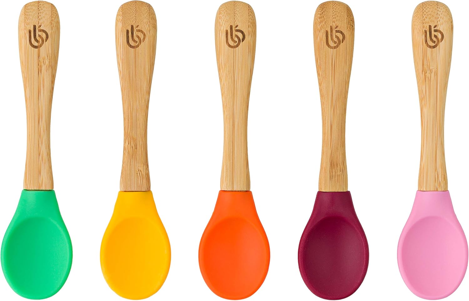 bamboo bamboo ® Baby Weaning Spoons Set of 5 | Bamboo with Soft Silicone Tips |...