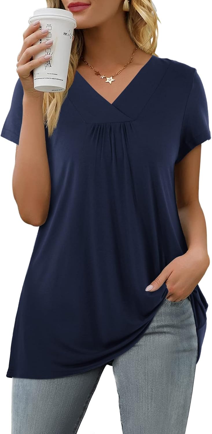 Florboom Womens Casual Tunic Tops, Special Short Sleeve V Neck T Shirts, Innovat...